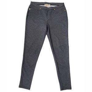 Michael Kors Woven Navy Blue Checked Pull-On Trouser Leggings Like New Size PM